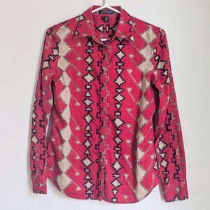 Lauren Ralph Lauren Aztec Southwestern Blouse Cotton M